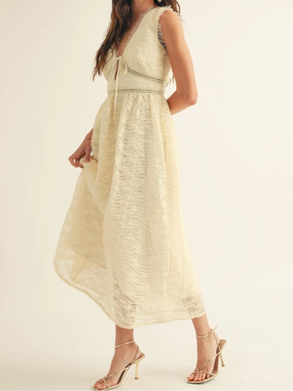 JUST ME Cream Lace Midi Dress NWOT